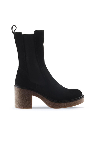 Bueno Shoes Cizme cu toc pentru femei din piele intoarsa neagra 01wt2901