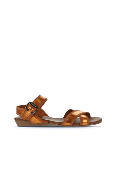 Bueno Shoes Orange Shiny Leather Women Sandals 01Wu7421