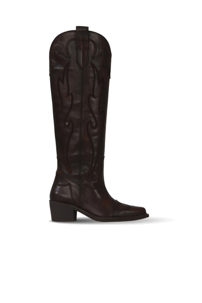 Bueno Shoes Brown Atlas Leather Women's Heeled Boots 39Wc9404