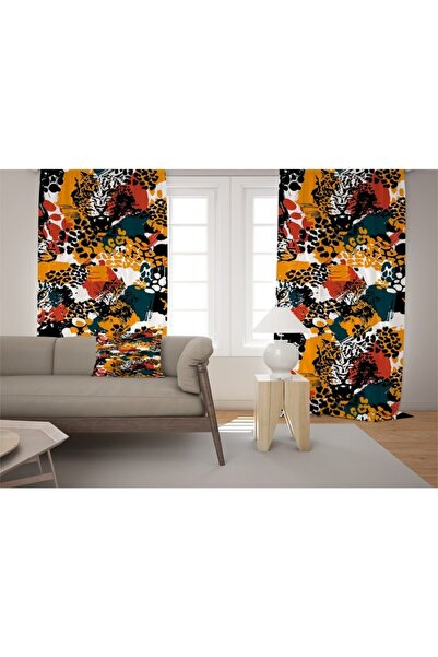 EVSEHOMES Cortina de fundal pentru camera de zi Evsehome Colorful Leopard (UN...