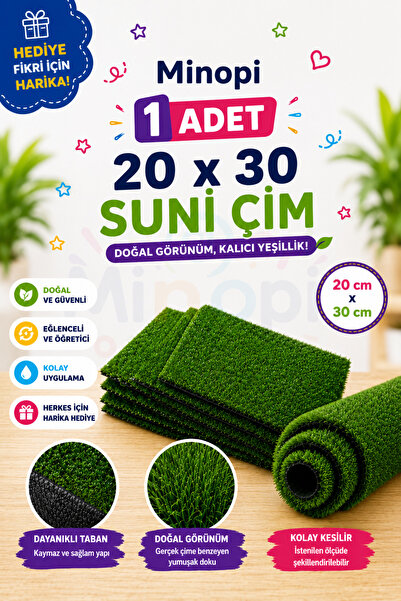 Minopi ( 1 Adet ) Yapay Çim A4 20x30 cm A4 Boyutunda Maket Çim Dekoratif Yapa...