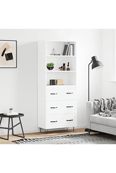 Concept Dulap înalt, alb, 69,5x34x180 cm, lemn compozit