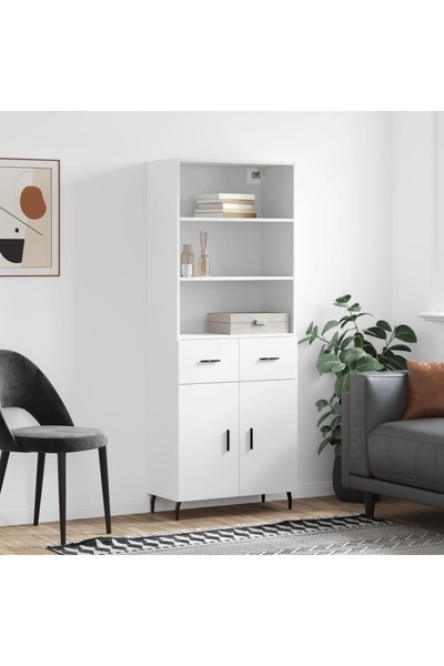 Concept Dulap înalt, alb, 69,5x34x180 cm, lemn compozit