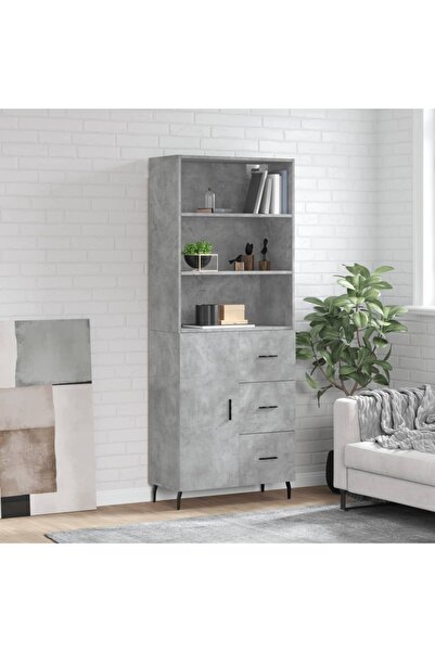 Concept Dulap înalt, gri beton, 69,5x34x180, lemn compozit