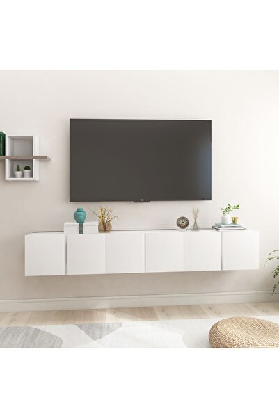 Concept Dulapuri TV suspendate, 3 buc., alb, 60x30x30 cm