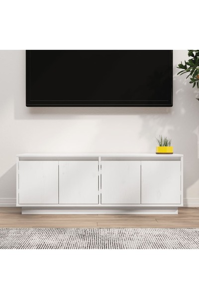 Concept Comodă TV, alb, 110x34x40 cm, lemn masiv de pin