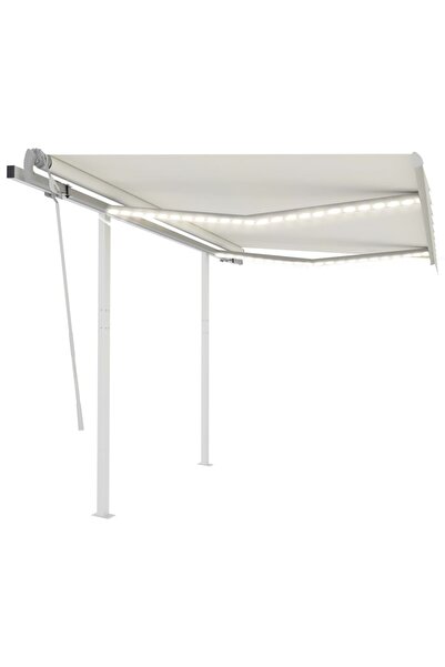 Concept Copertină retractabilă manual cu LED, crem, 3x2,5 m