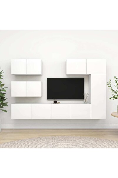 Concept Set dulapuri TV, 6 piese, alb, PAL