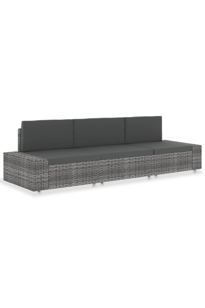 Concept Canapea modulară cu 3 locuri, gri, poliratan