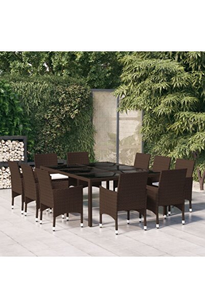 Concept Set mobilier de grădină, 11 piese, maro, poliratan