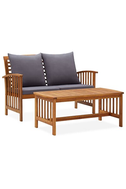 Concept Set mobilier de grădină cu perne, 2 piese, lemn masiv de acacia