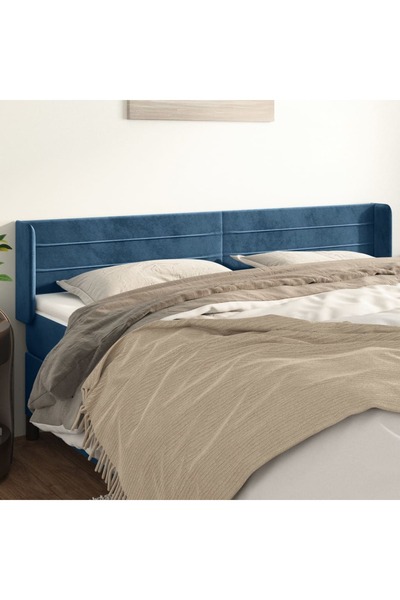 Concept Tăblie pat cu aripioare albastru închis 163x16x78/88 cm catifea