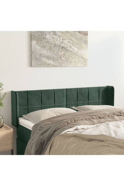 Concept Tăblie de pat cu aripioare verde închis 147x16x78/88 cm catifea