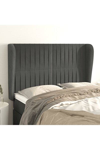 Concept Tăblie de pat cu aripioare gri închis 147x23x118/128 cm catifea