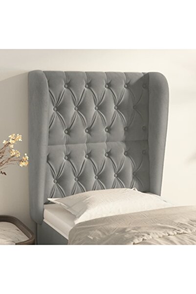 Concept Tăblie de pat cu aripioare gri deschis 83x23x118/128 cm catifea