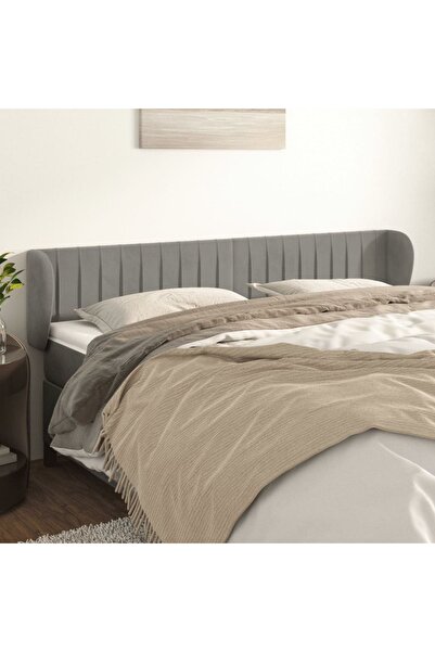 Concept Tăblie de pat cu aripioare gri deschis 203x23x78/88 cm catifea
