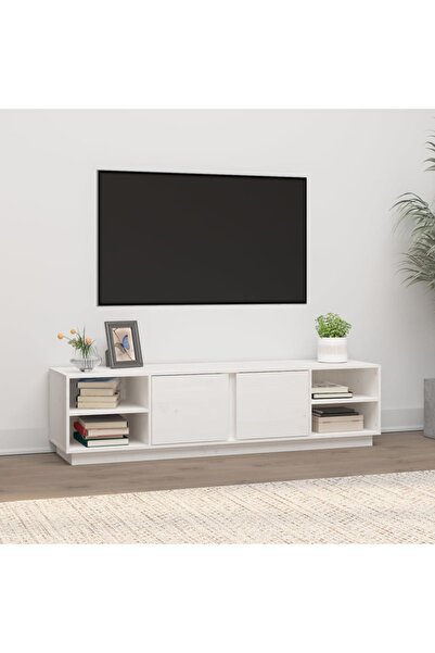 Concept Comodă TV, alb, 156x40x40 cm, lemn masiv de pin