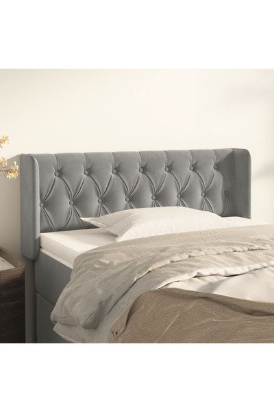 Concept Tăblie de pat cu aripioare gri deschis 93x16x78/88 cm catifea