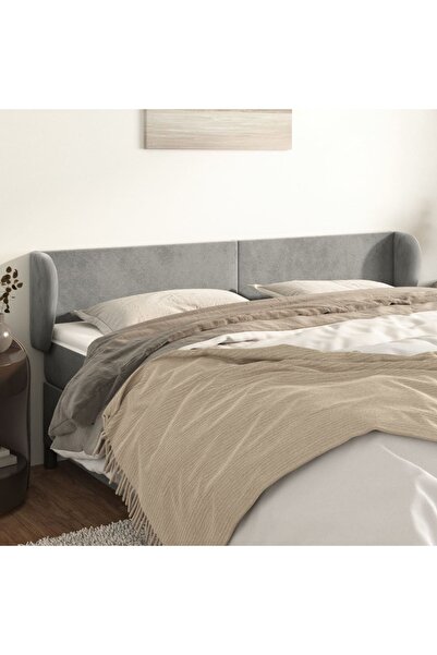 Concept Tăblie de pat cu aripioare gri deschis 203x23x78/88 cm catifea