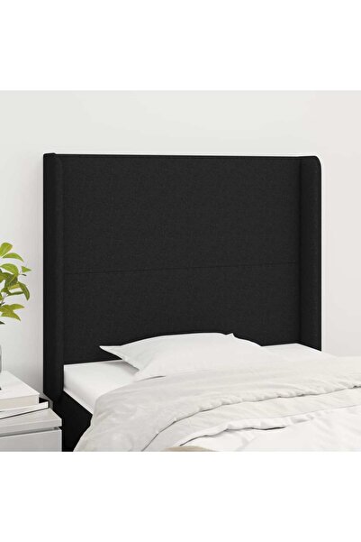 Concept Tăblie de pat cu aripioare, negru, 83x16x118/128 cm, textil