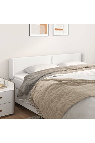 Concept Tăblie de pat cu aripioare alb 203x16x78/88 cm piele ecologică