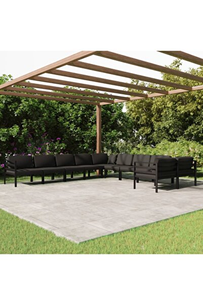 Concept Set mobilier de grădină cu perne, 10 piese, antracit, aluminiu