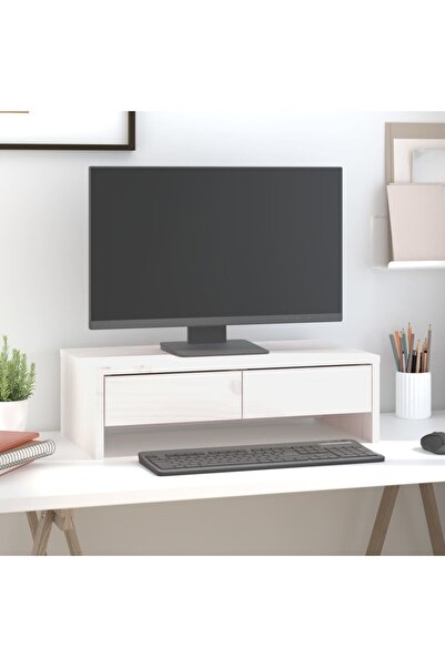 Concept Suport pentru monitor, alb, 50x27x15 cm, lemn masiv pin