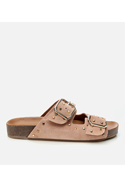 Hotiç Women's Suede Leather Powder Stone Slippers