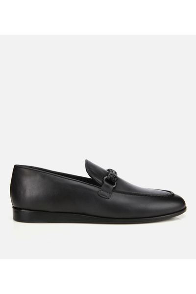 Hotiç Erkek Deri Siyah Toka Detaylı Klasik Loafer