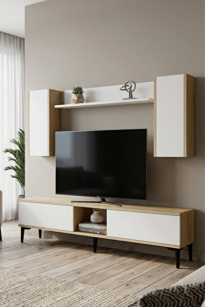 zetuna home TVR1599DB TV ÜNİTESİ TAKIMI SAFİRMEŞE - BEYAZ 150 CM