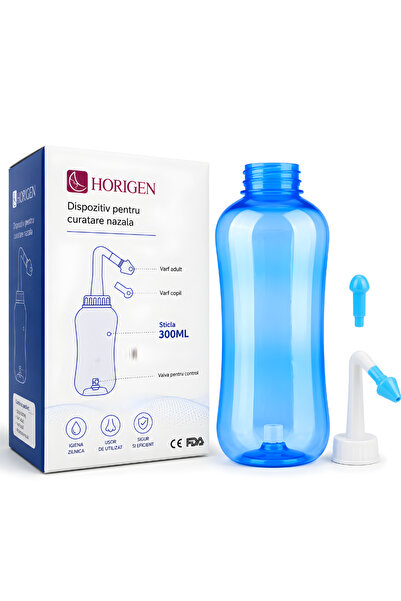 Horigen Irigator Nazal SinuClean, Curatare Sinusuri, 2 Capete Adulti/Copii, 3...