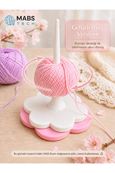 Mabs Tech Knitting Yarn Holder with Bearings, Flower Model Rotating Yarn Stan...