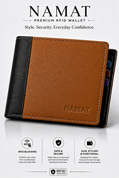 NAMAT Premium Genuine Leather Bi-fold Wallet – Stylish, Compact & Durable - C...