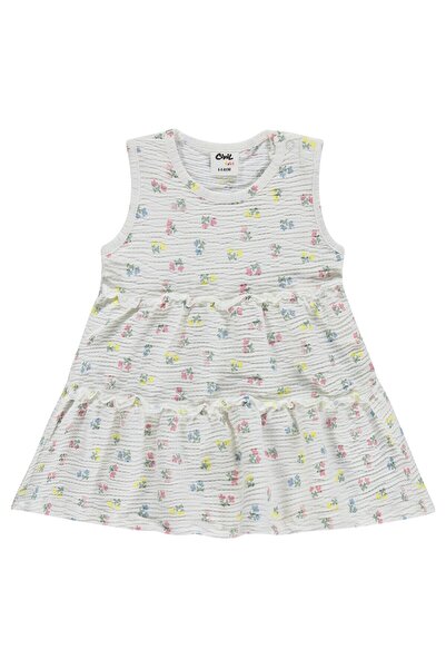 Civil Baby Çiçek Empirme 6-18 Ay Elbise - Ekru