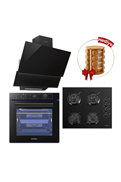Luxell 88 Lt Platınum Siyah Ankastre Set