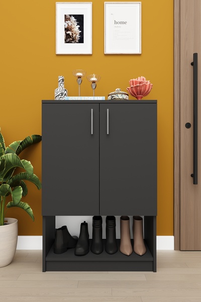 asratrend Lüks 2 Kapaklı Ayakkabılık Düzenleyici %100 MDF 4 Raflı Çok Amaçlı ...