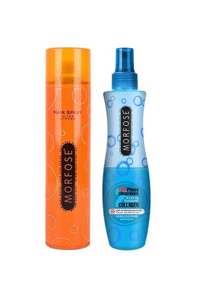 Morfose Çift Fazlı Fön Suyu Kolajen 240 ml+Ultra Strong Saç Spreyi 250 ml
