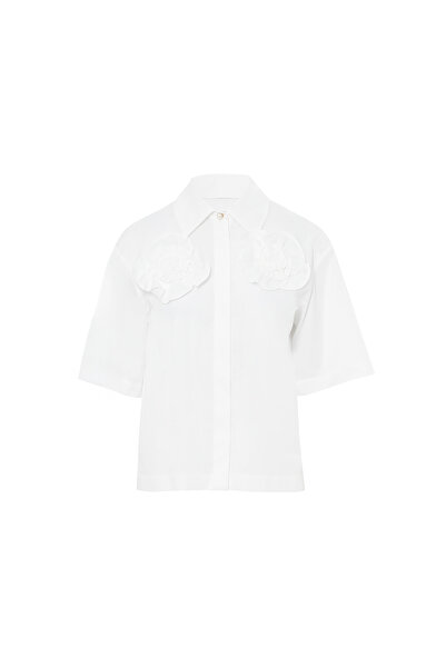 GİZİA Çiçek Detaylı Beyaz Gömlek