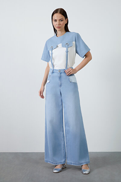 kı.we Metal Köprülü Palazzo Denim Pantolon