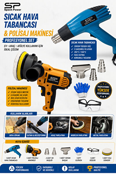 Spech Power Zımpara Cilalama 125 mm Dikey Polisaj ve Darbeye Dayanıklı Kademe...