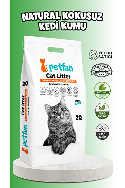 PETFAN Natural Kokusuz Topaklanan Bentonit Kedi Kumu 20 LT