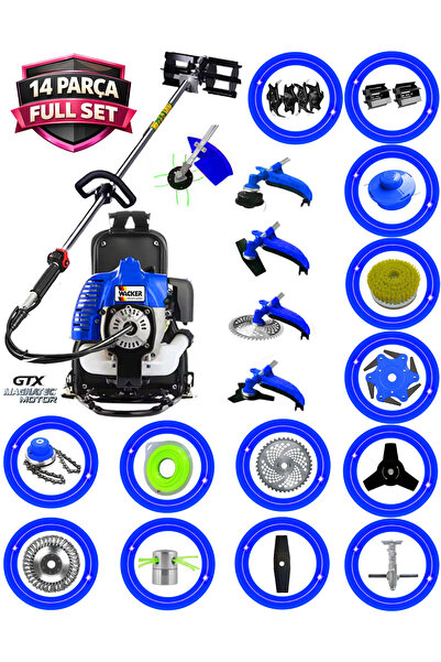 Wacker Pro Germany Wtx-1600 F12 Motor 10 In 1 Sırt Tipi Tırpan Toprak Eşeleme...