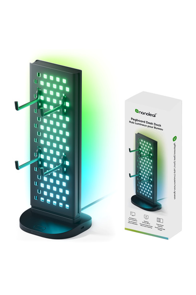 Nanoleaf RGB Işıklı Masaüstü Stand, 2xUSB-C ve 1xUSB-A Girişli, Pegboard