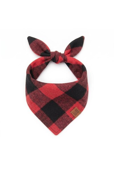 Lusi Doog Wool Plaid Red Dog Bandana - Scarf