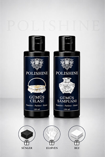 POLİSHİNE Gümüş Temizleme ve Parlatma Seti Şampuan 150ml + Cila 150ml