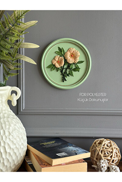 FOR POLYESTER Küçük Dokunuşlar Dekoratif Flowers Duvar Aksesuarı Oval Su Yeşi...