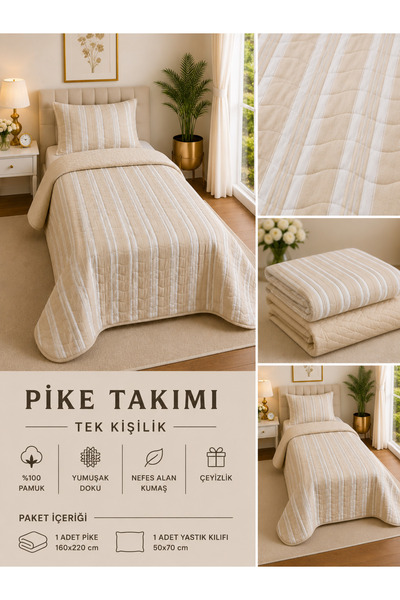 tekstilfabic Bedspread Single Pike & Blanket & Thin Quilt