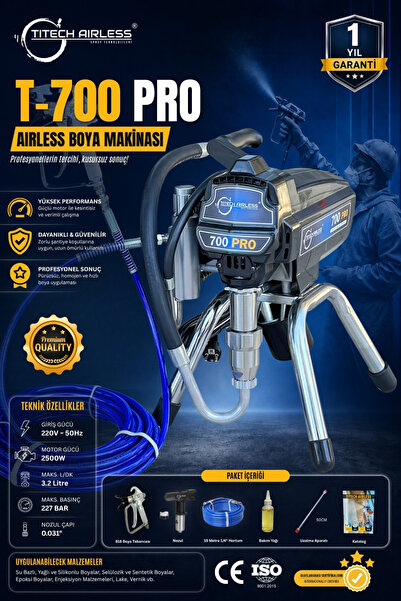 Titech Airless T-700 PRO Elektrikli Airless Boya Makinası-Dijital