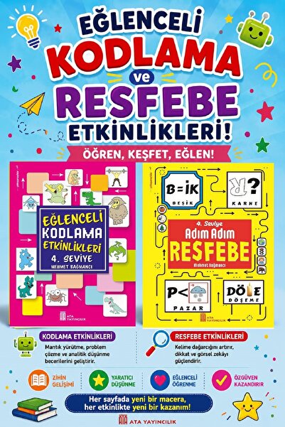 Ata Yayıncılık مجموعة أنشطة الترميز + الرسوم المتحركة من المستوى الرابع
