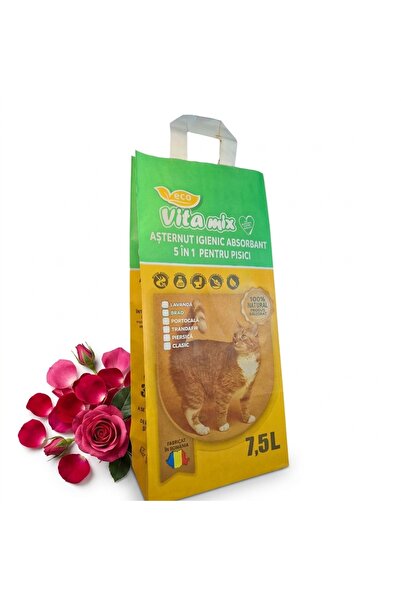 Vitamix Asternut igienic absorbant 5 in 1 pentru pisici, Trandafir, 7.5Litri